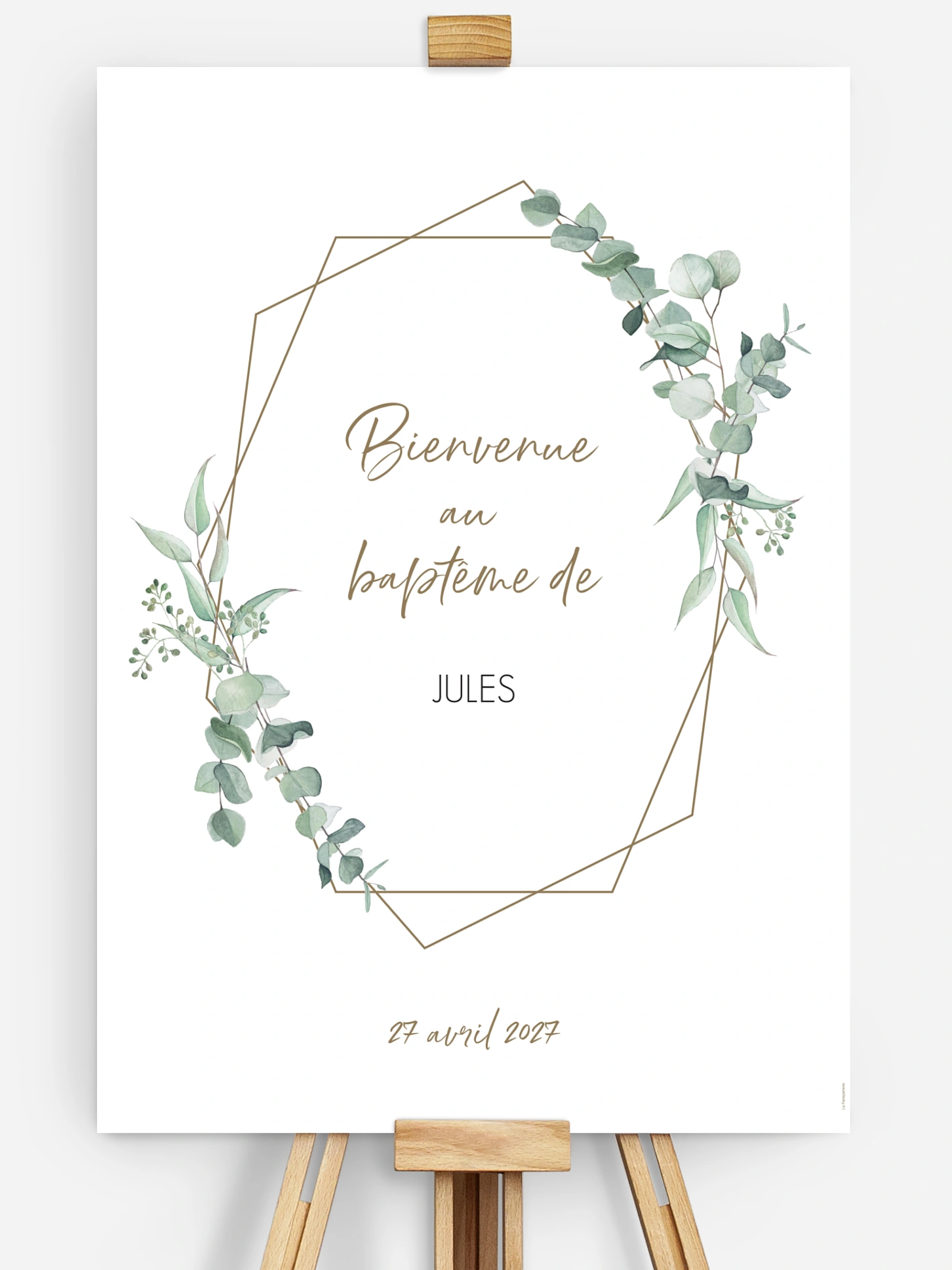 Poster bienvenue baptême Soft Greenery
