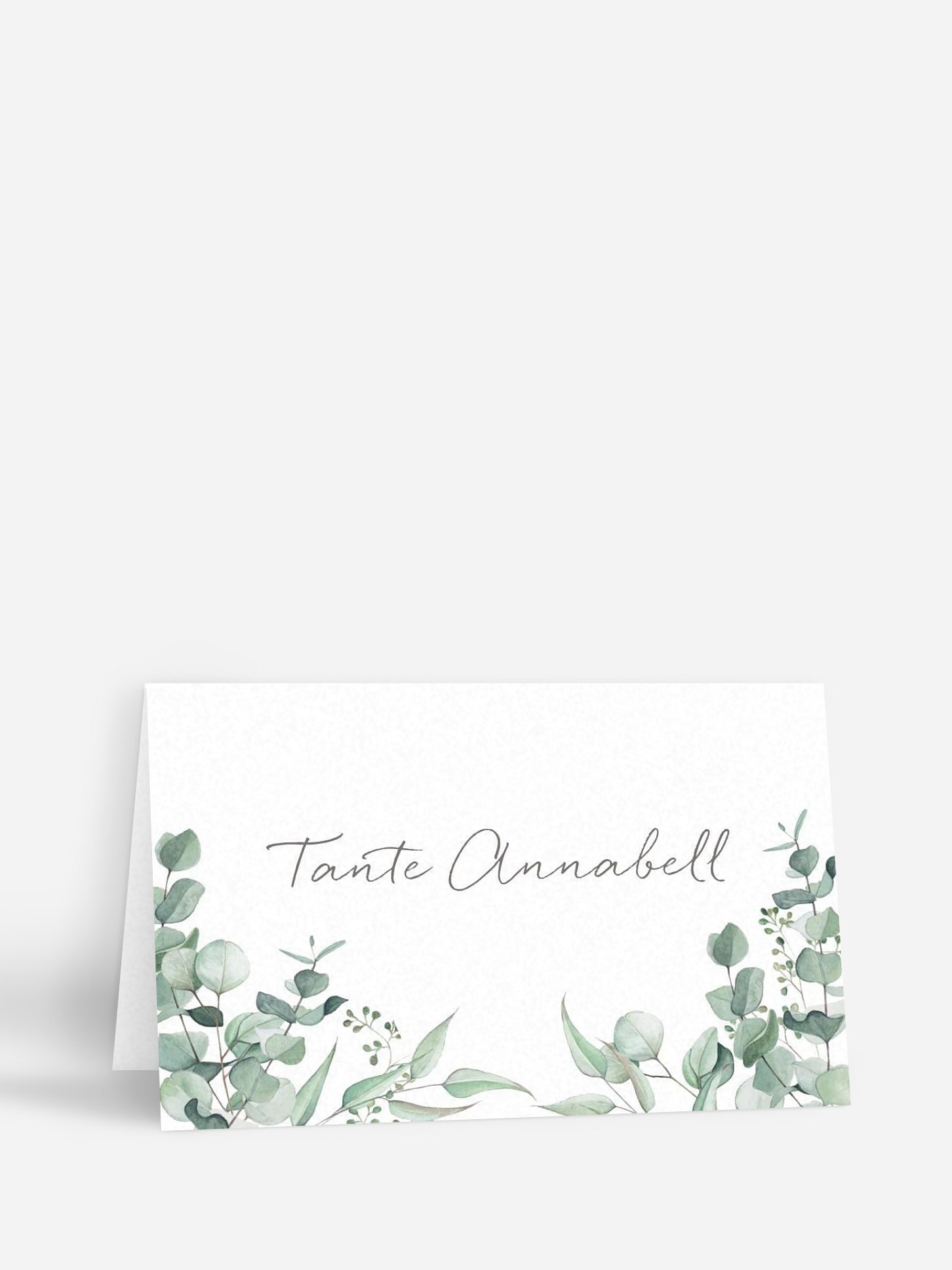 Tischkarte Taufe Soft Greenery