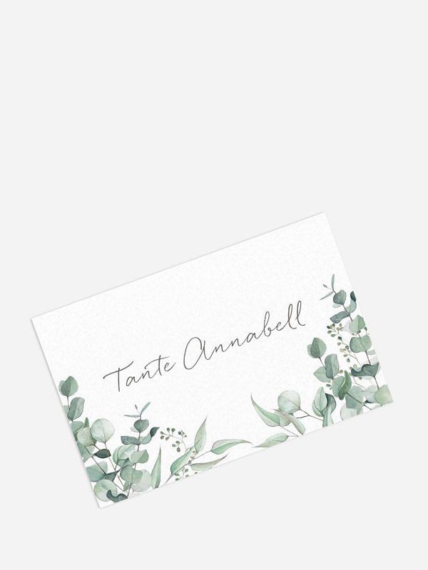 Tischkarte Taufe Soft Greenery