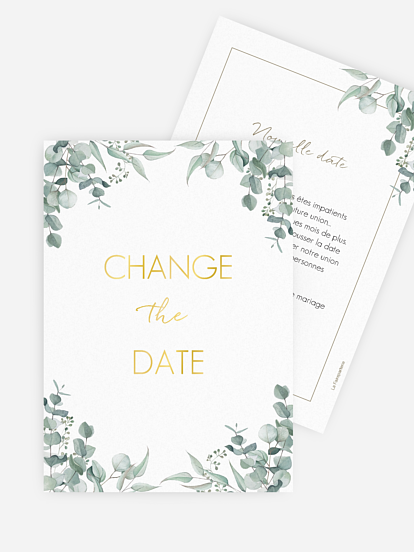 Carte mariage reporté Soft Greenery