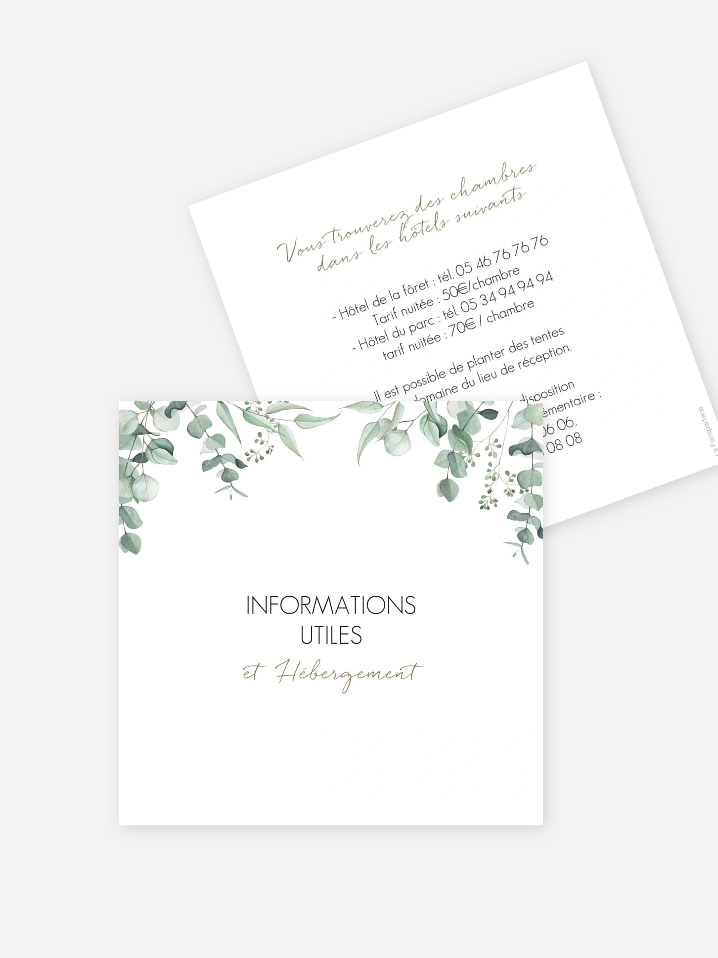 Carton information hébergement Soft Greenery