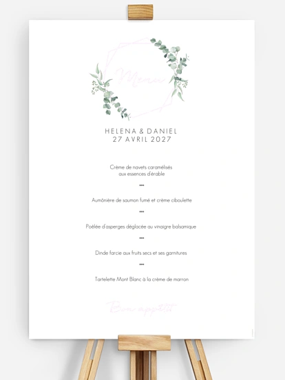 Menu mariage Soft Greenery