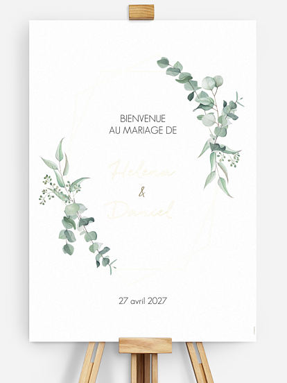 Poster bienvenue mariage Soft Greenery