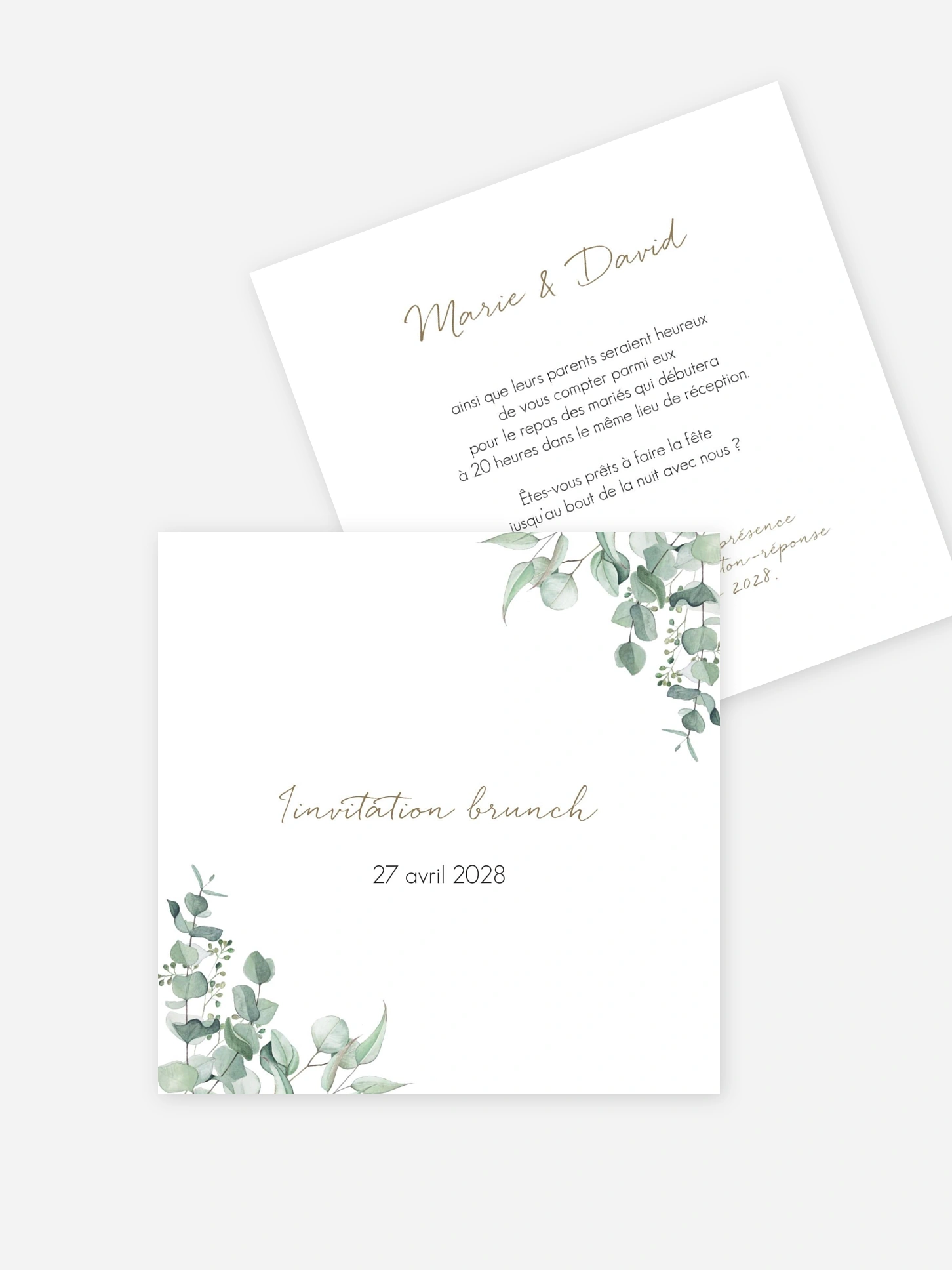 Carte brunch Soft Greenery