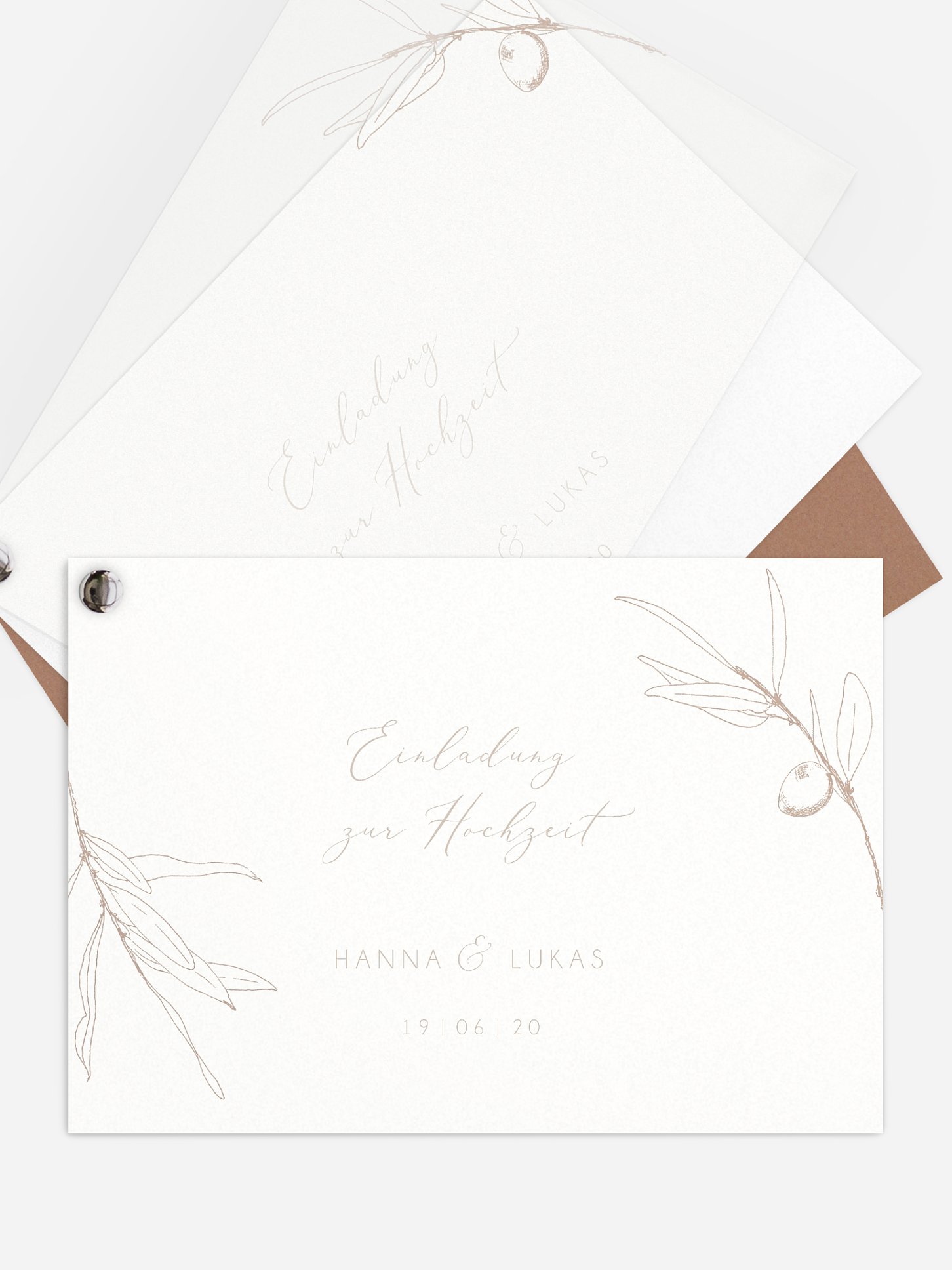 Hochzeitseinladung Vintage Olive