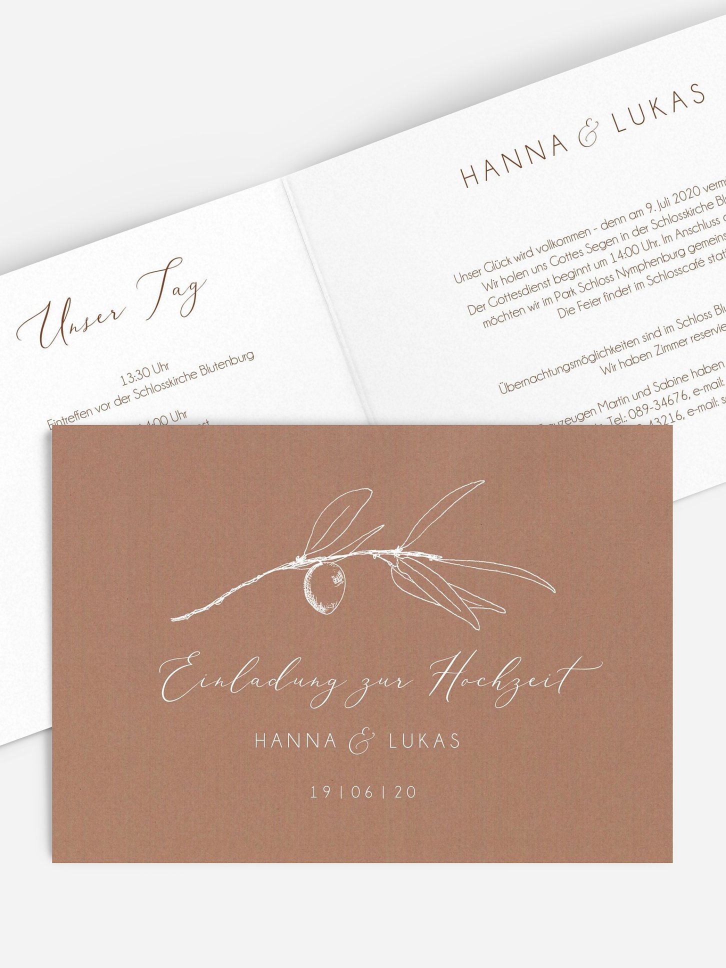 Hochzeitseinladung Vintage Olive