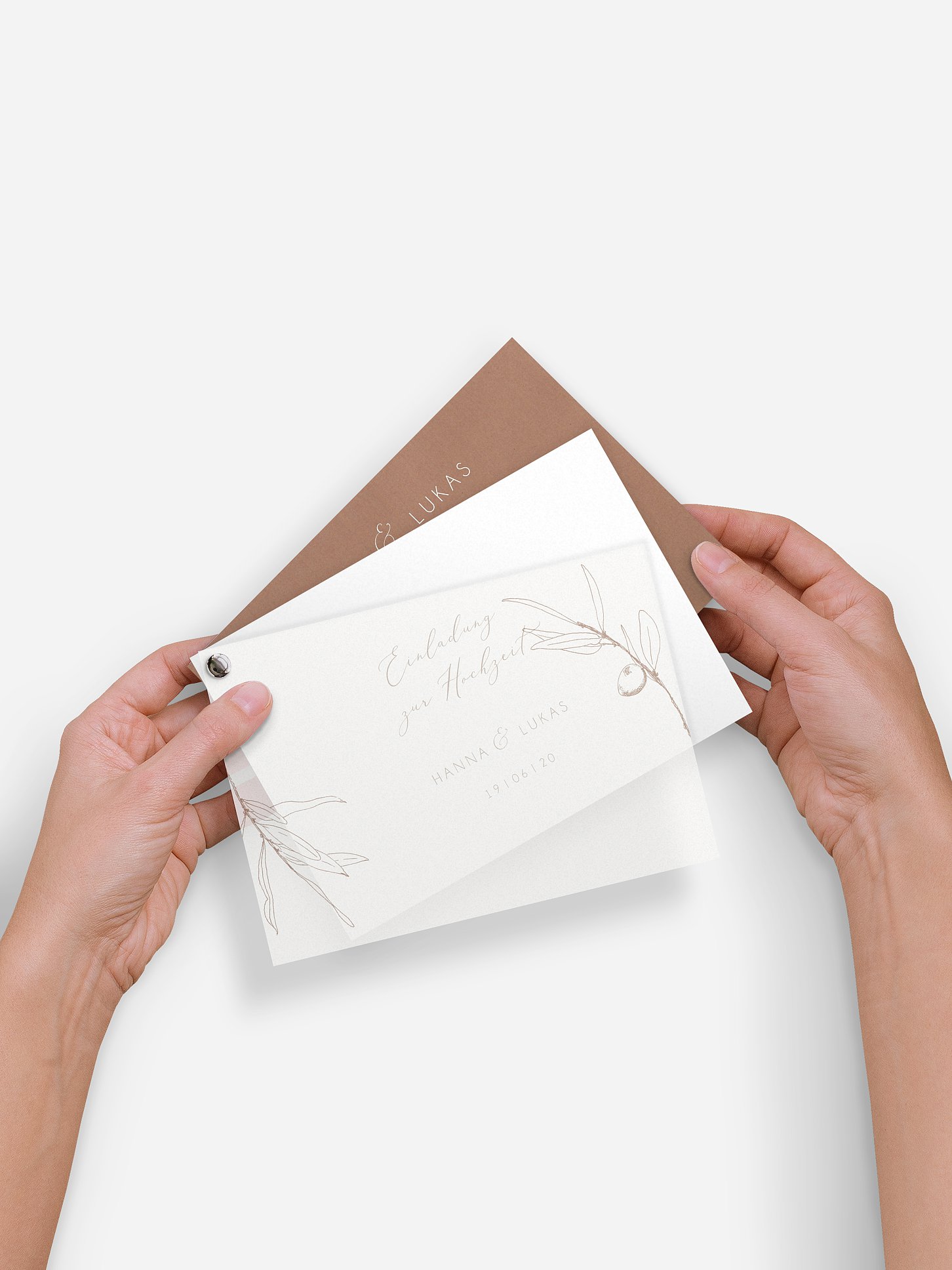 Hochzeitseinladung Vintage Olive