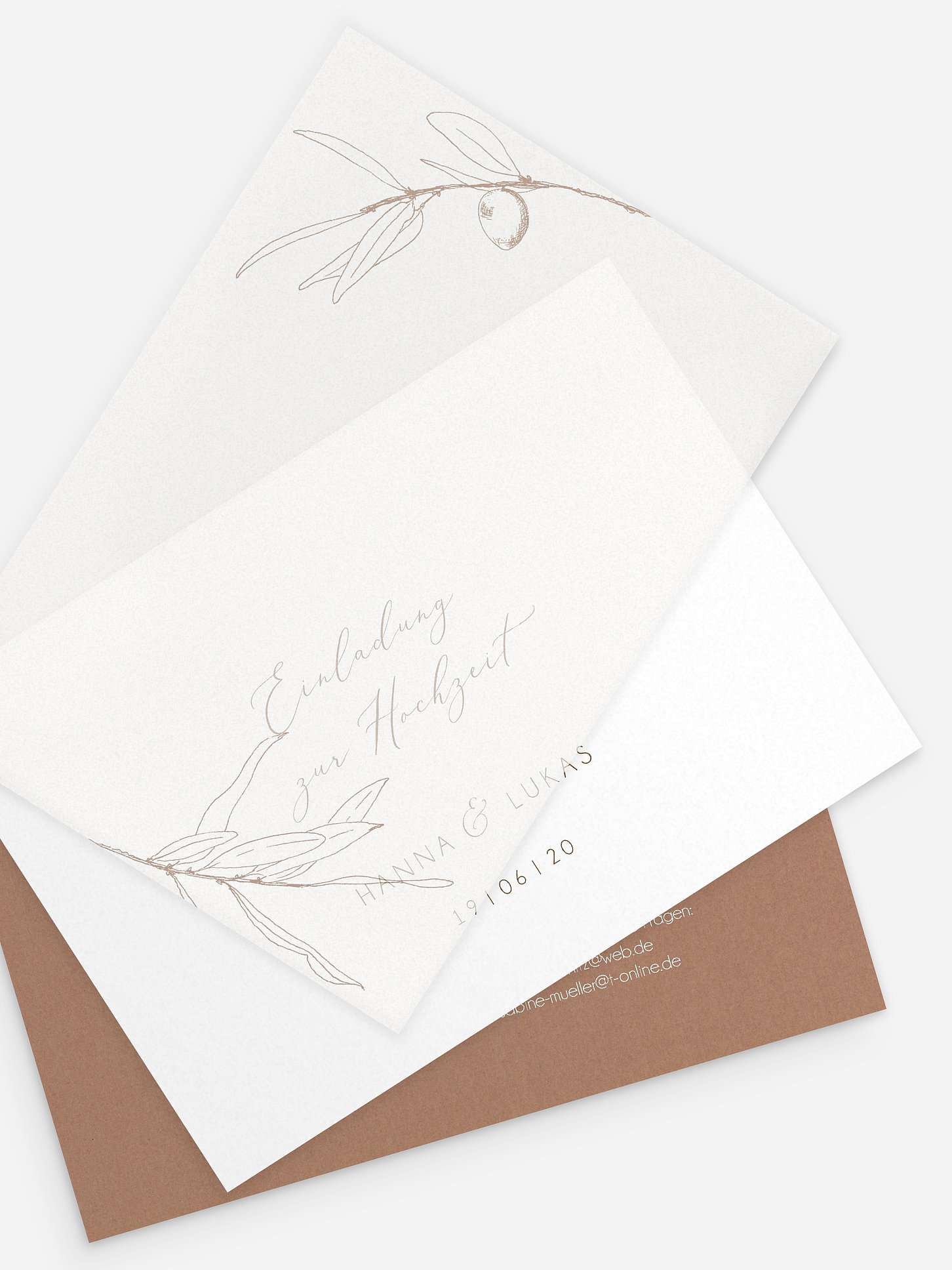 Hochzeitseinladung Vintage Olive