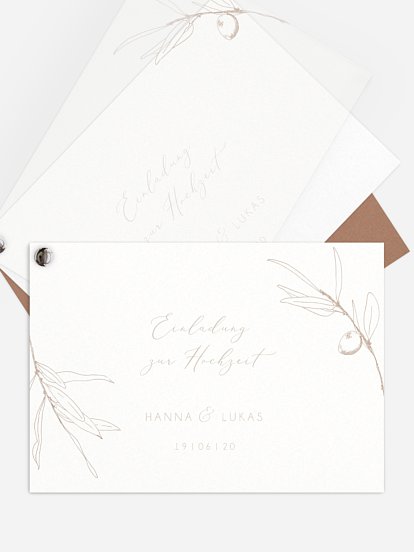 Hochzeitseinladung Vintage Olive