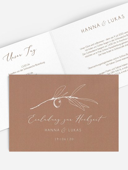 Hochzeitseinladung Vintage Olive