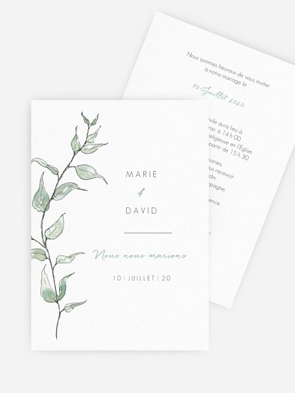 Faire-part de mariage Brindille en aquarelle