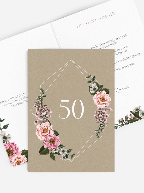Einladung 50. Geburtstag Florista