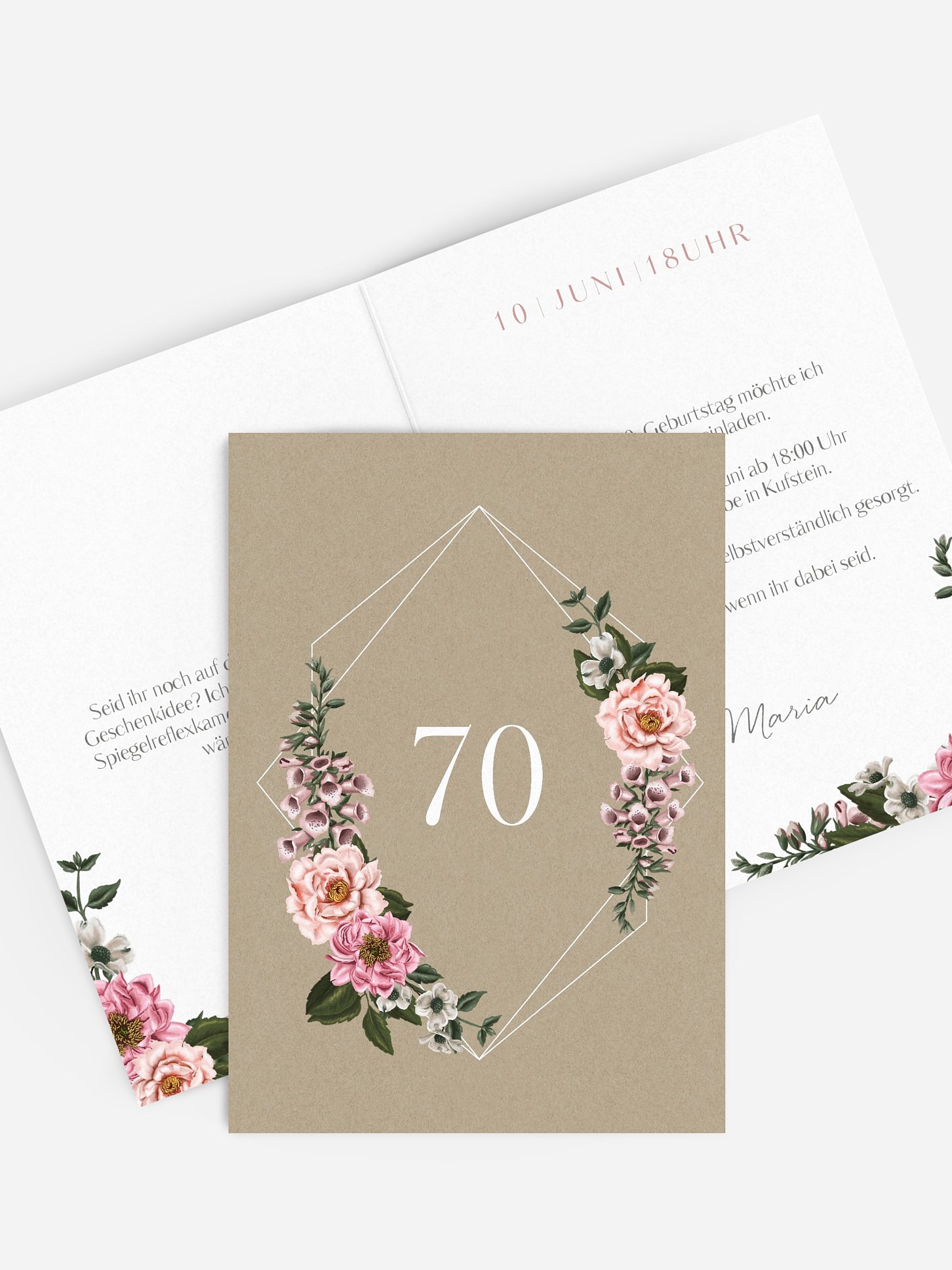 Einladung 70. Geburtstag Florista