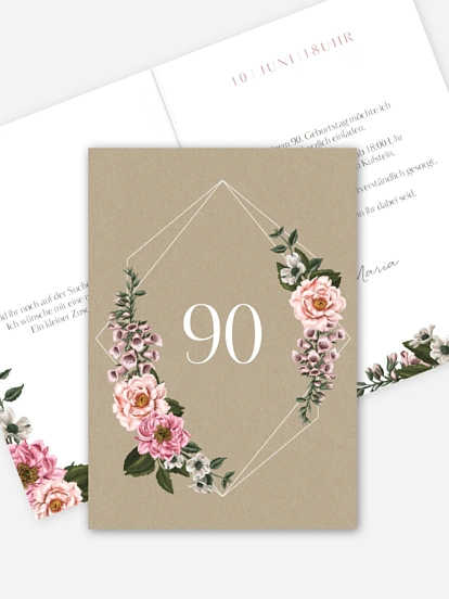 Einladung 90. Geburtstag Florista