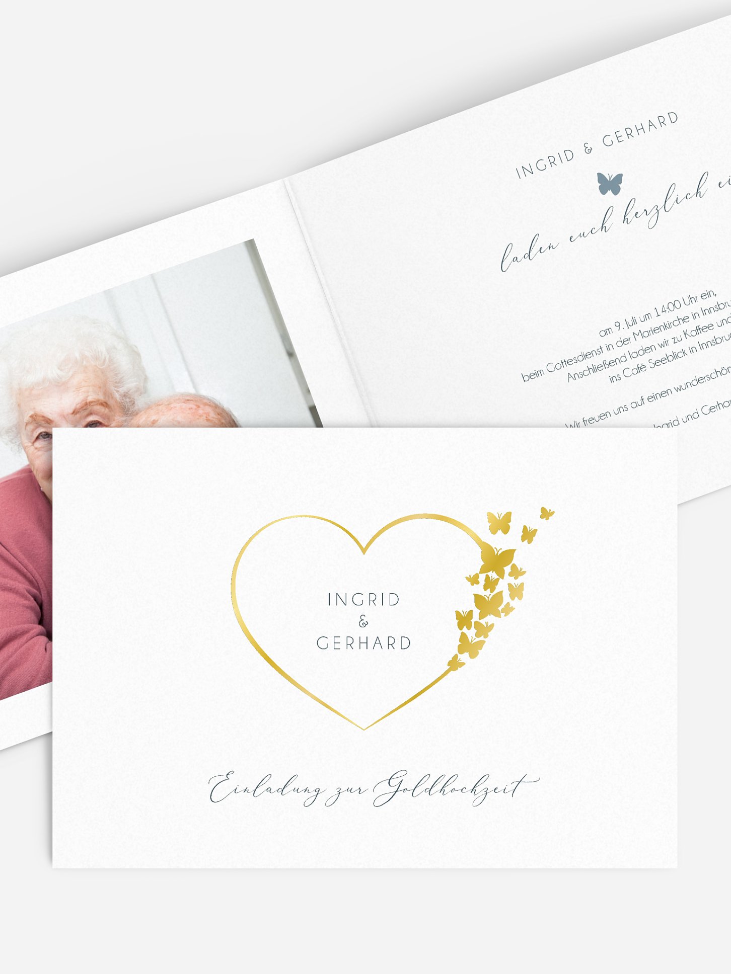 Einladung zur Goldenen Hochzeit Delicate