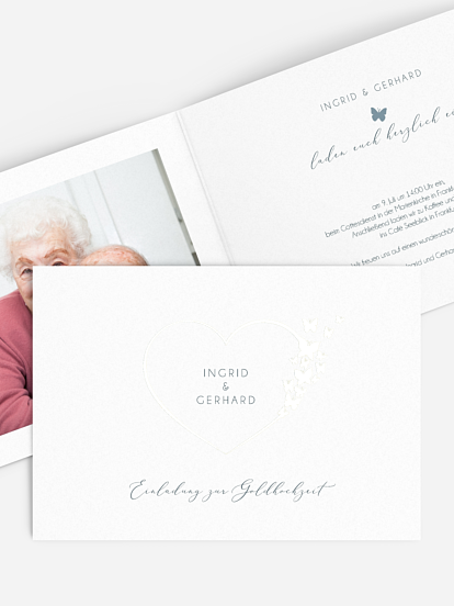 Einladung zur Goldenen Hochzeit Delicate