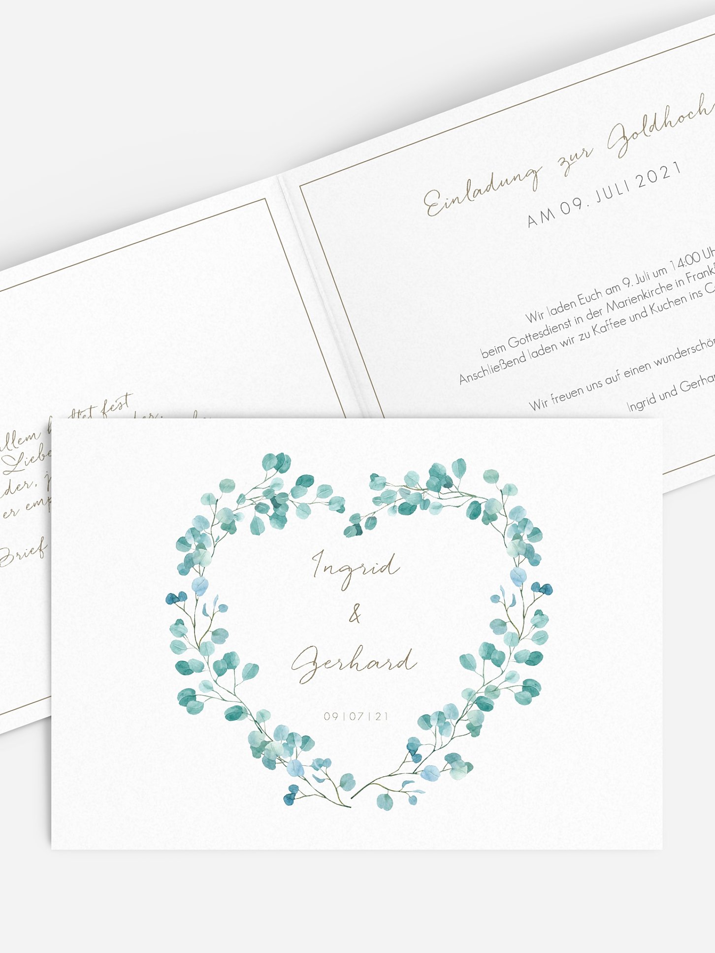 Einladung zur Goldenen Hochzeit Green Love
