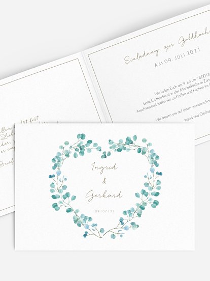 Einladung zur Goldenen Hochzeit Green Love