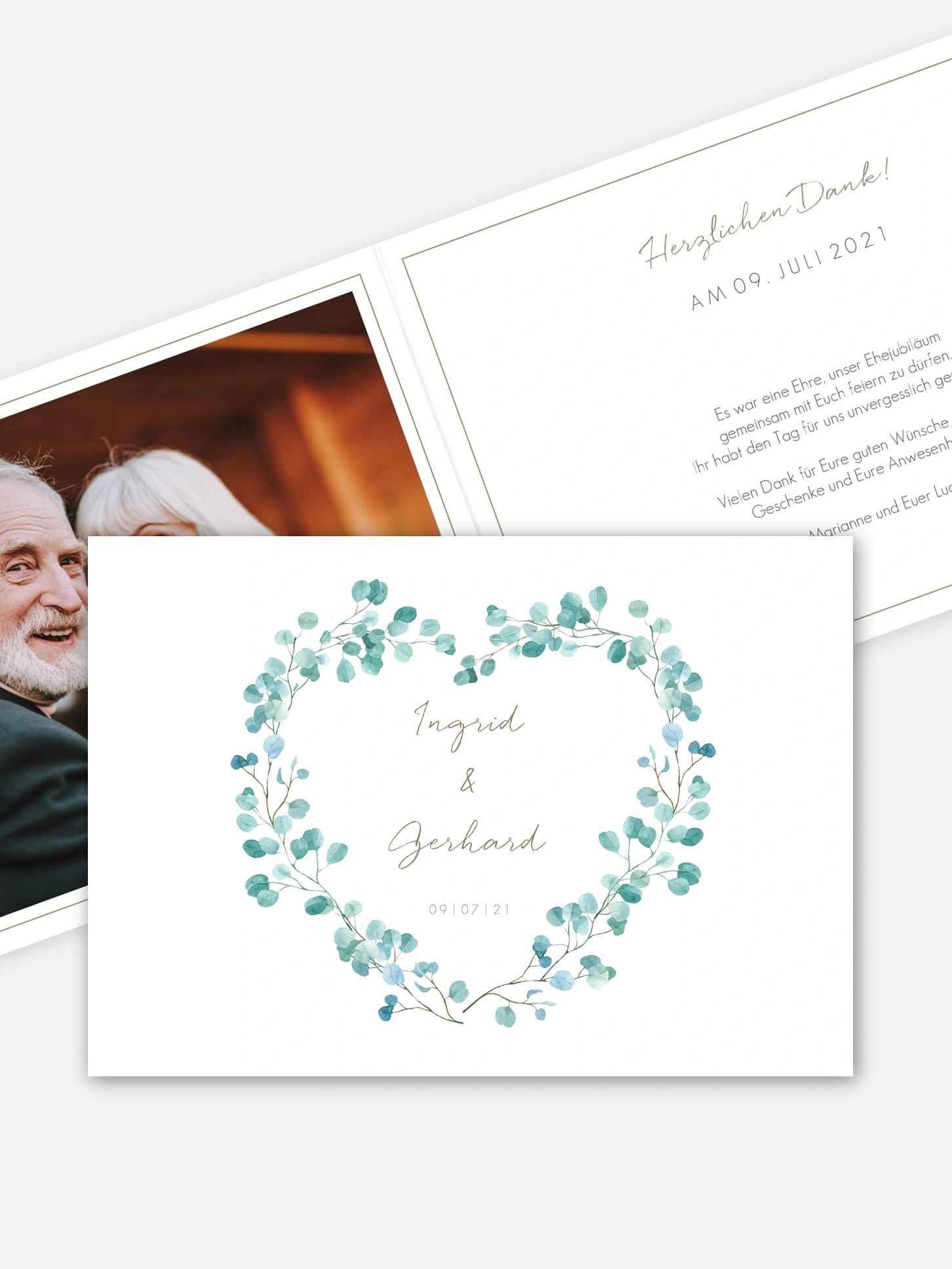Danksagung zur Goldenen Hochzeit Green Love