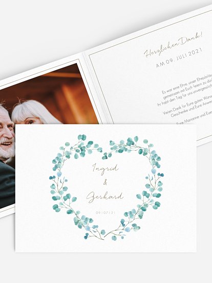 Danksagung zur Goldenen Hochzeit Green Love