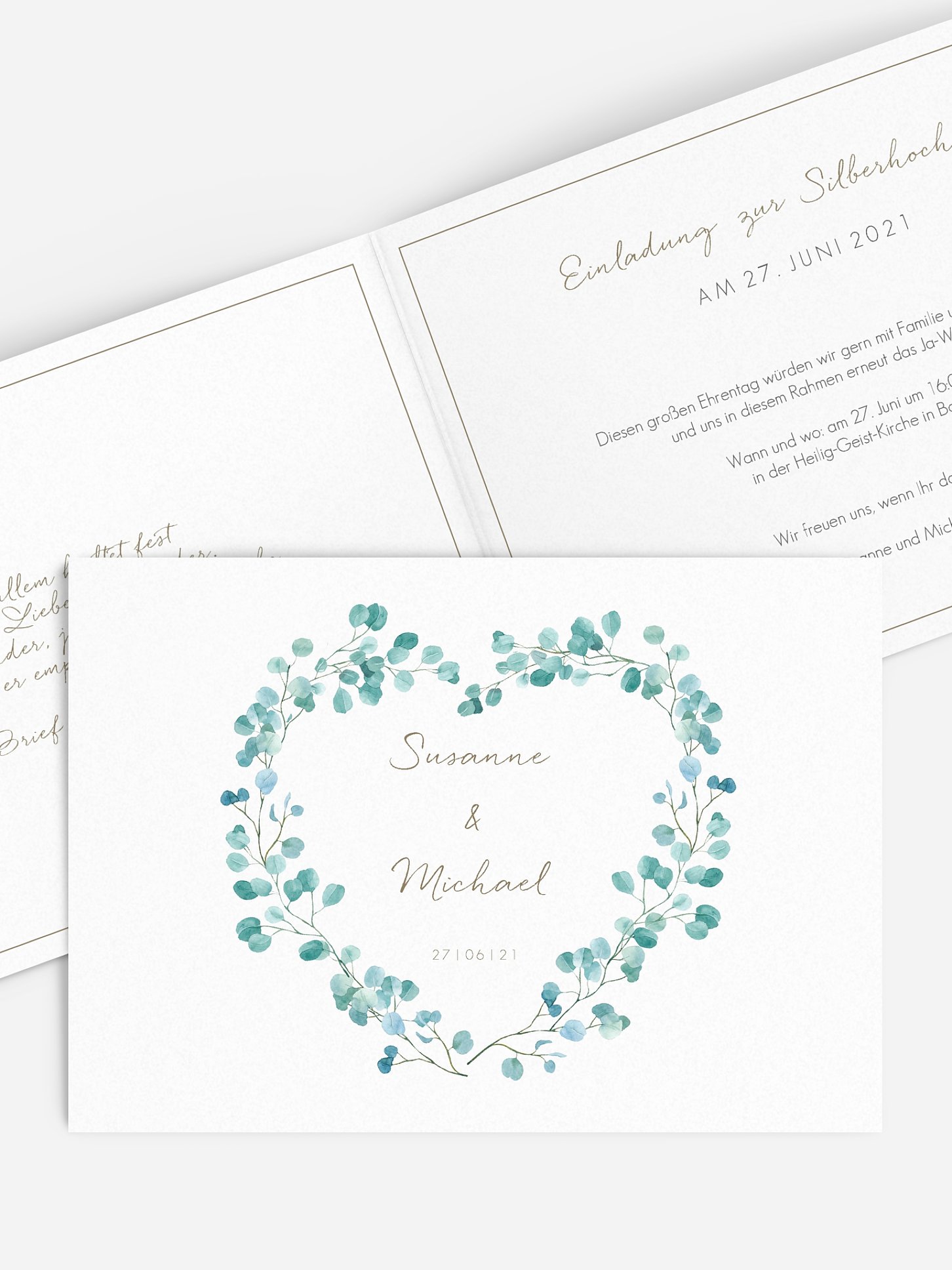 Einladung zur Silberhochzeit Green Love