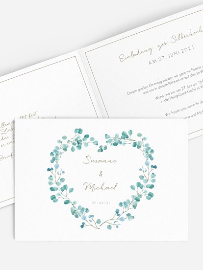 Einladung zur Silberhochzeit Green Love
