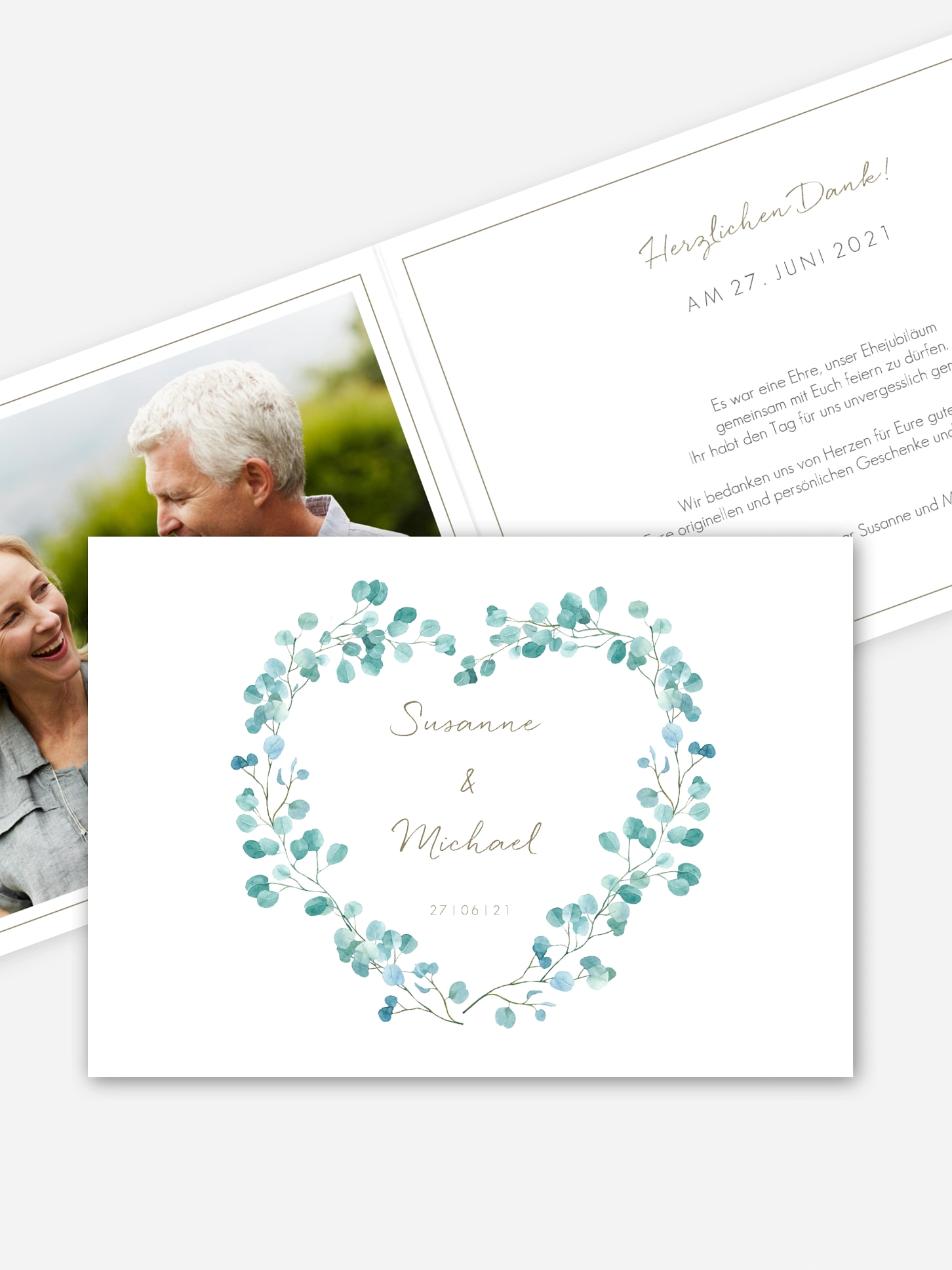Danksagung zur Silberhochzeit Green Love