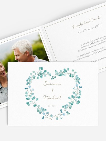 Danksagung zur Silberhochzeit Green Love