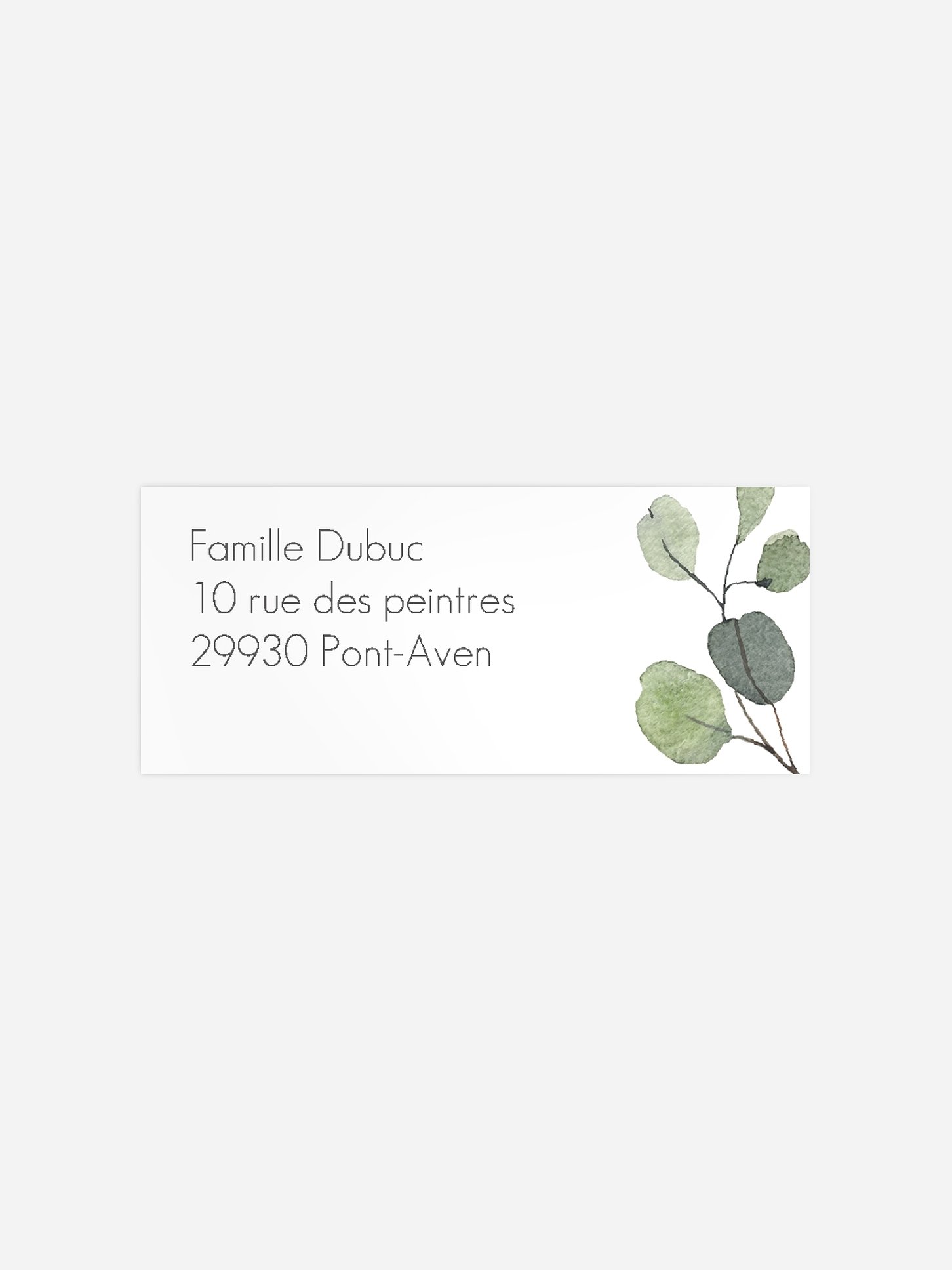 Étiquette expéditeur baptême Feuilles d'eucalyptus