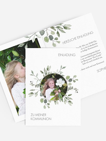 Kommunionseinladung Eucalyptus Leaves