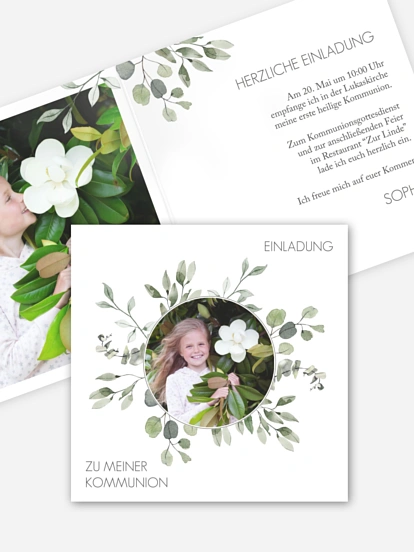Kommunionseinladung Eucalyptus Leaves