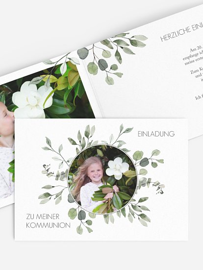 Kommunionseinladung Eucalyptus Leaves