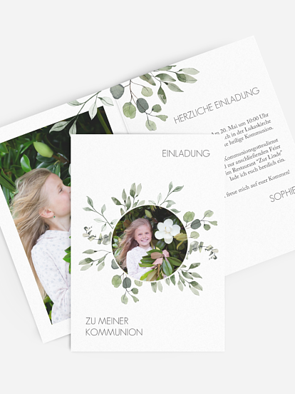 Kommunionseinladung Eucalyptus Leaves