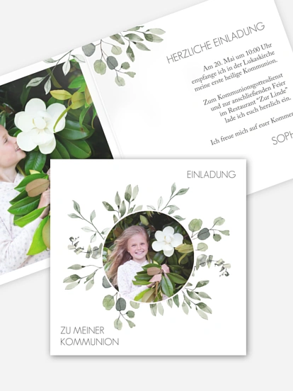 Kommunionseinladung Eucalyptus Leaves