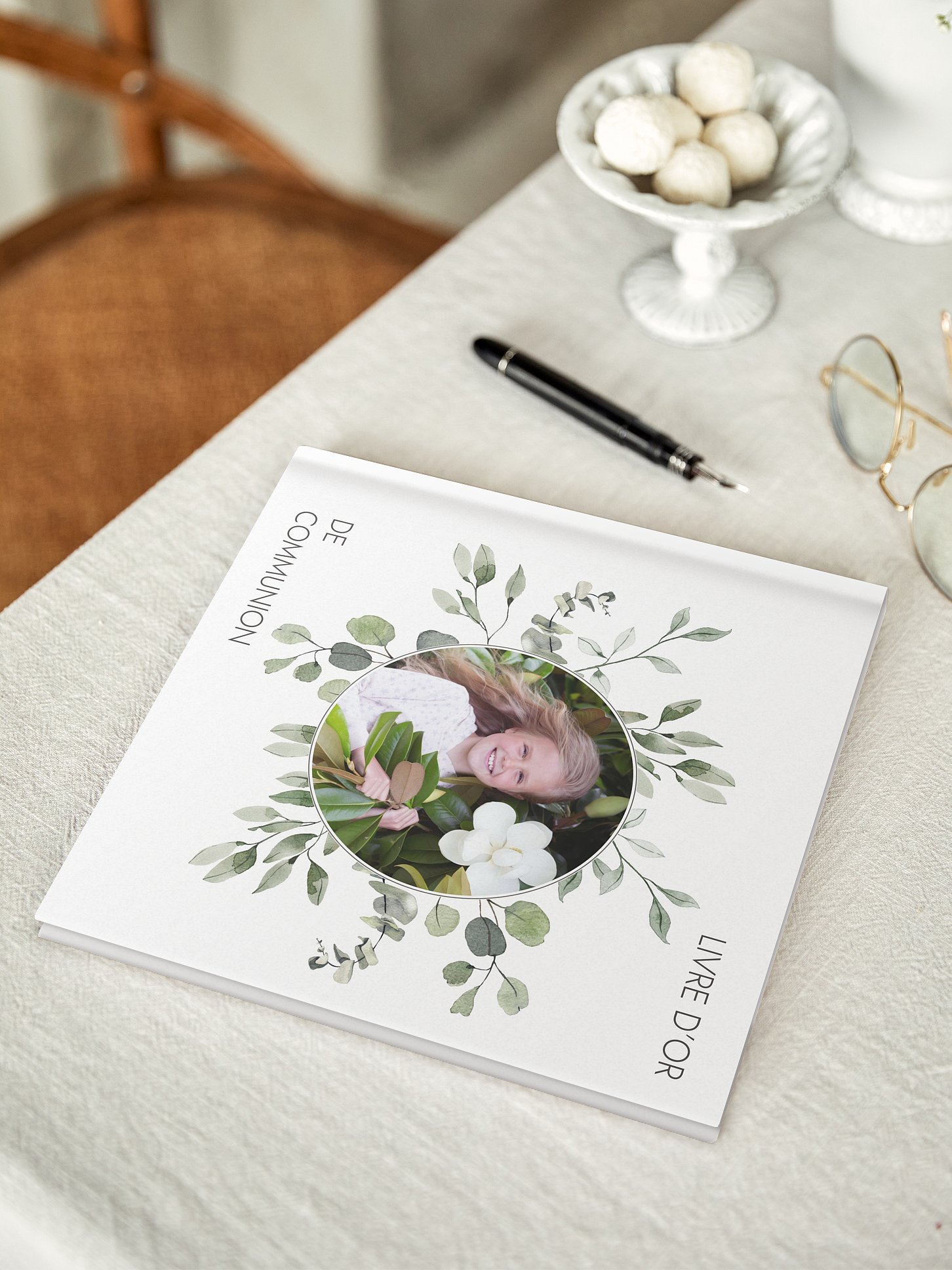 Livre d’or communion Feuilles d'eucalyptus
