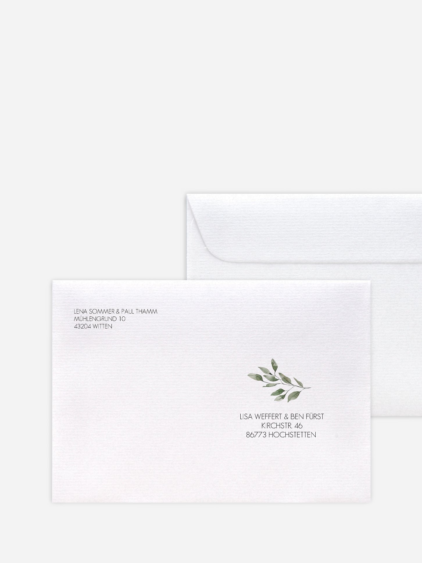 Bedruckter Briefumschlag Hochzeit Eucalyptus Leaves