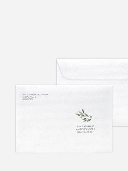 Bedruckter Briefumschlag Hochzeit Eucalyptus Leaves