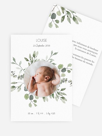 Faire-part naissance Feuilles d'eucalyptus