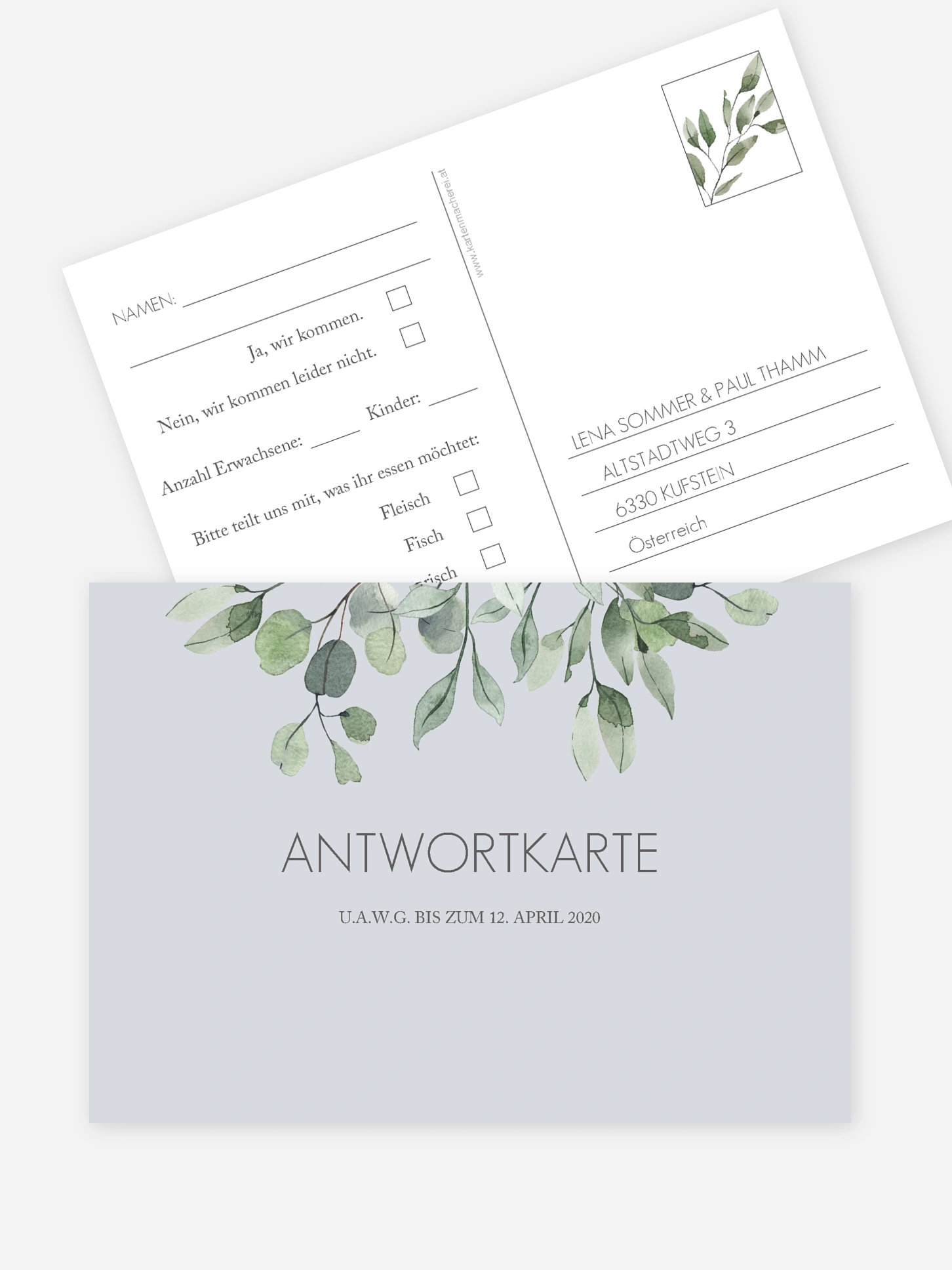 Antwortkarte Hochzeit Eucalyptus Leaves