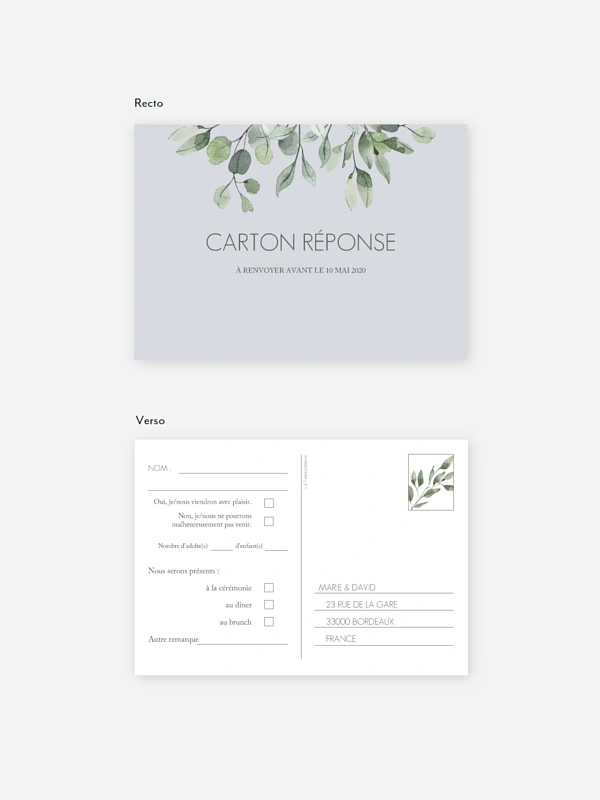 Carton réponse Feuilles d'eucalyptus