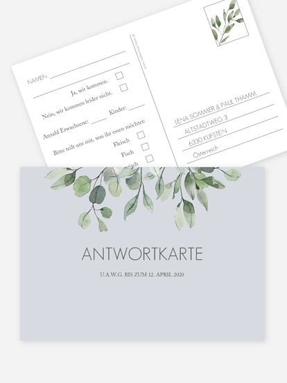 Antwortkarte Hochzeit Eucalyptus Leaves