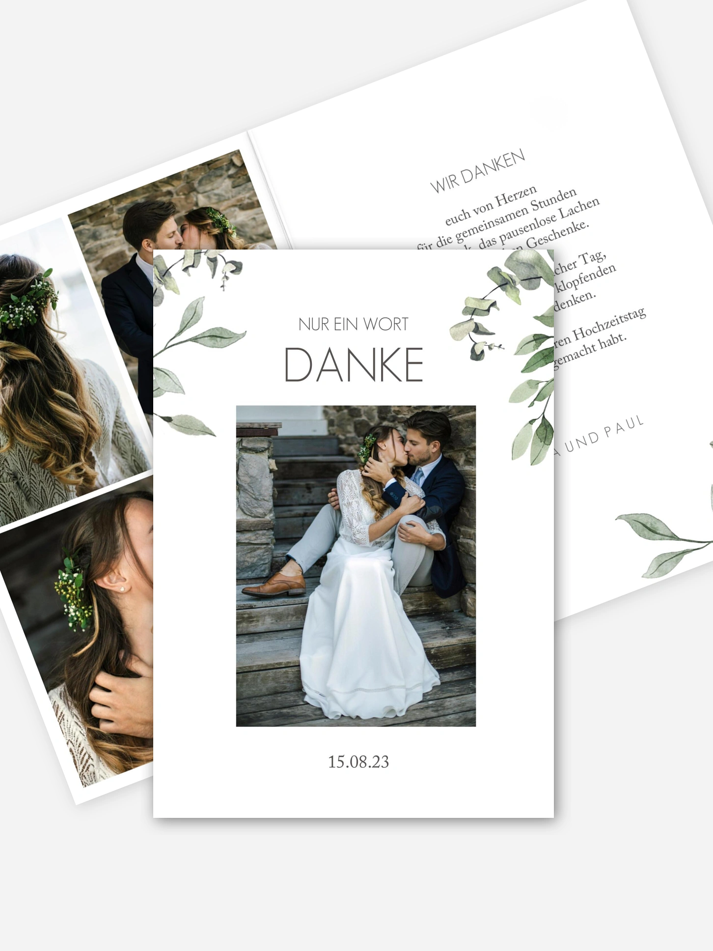 Dankeskarte Hochzeit Eucalyptus Leaves