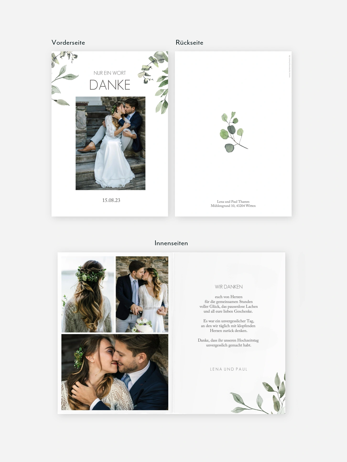 Dankeskarte Hochzeit Eucalyptus Leaves