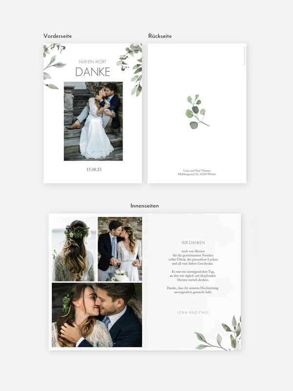 Dankeskarte Hochzeit Eucalyptus Leaves