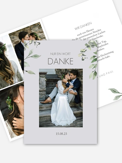 Dankeskarte Hochzeit Eucalyptus Leaves