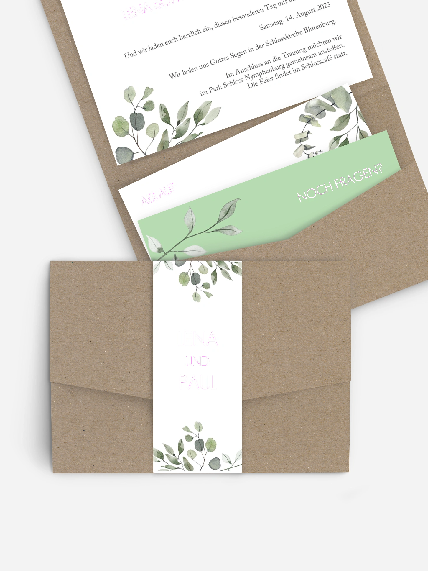 Hochzeitseinladung Eucalyptus Leaves