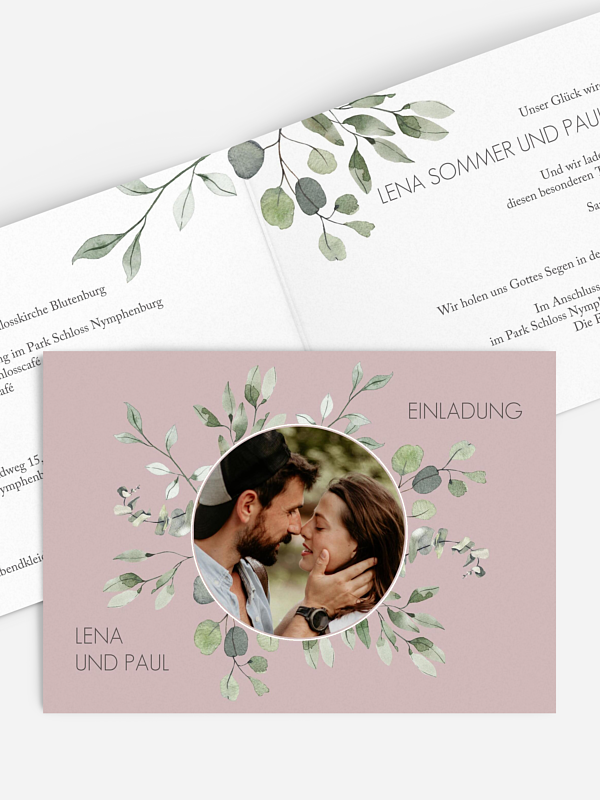 Hochzeitseinladung Eucalyptus Leaves