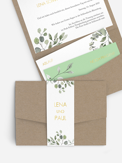 Hochzeitseinladung Eucalyptus Leaves