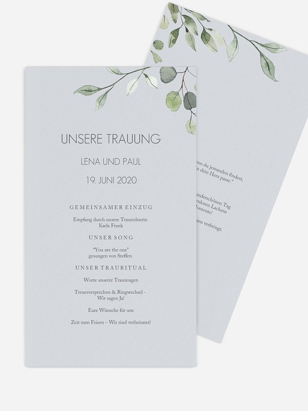 Kirchenheft Hochzeit Eucalyptus Leaves