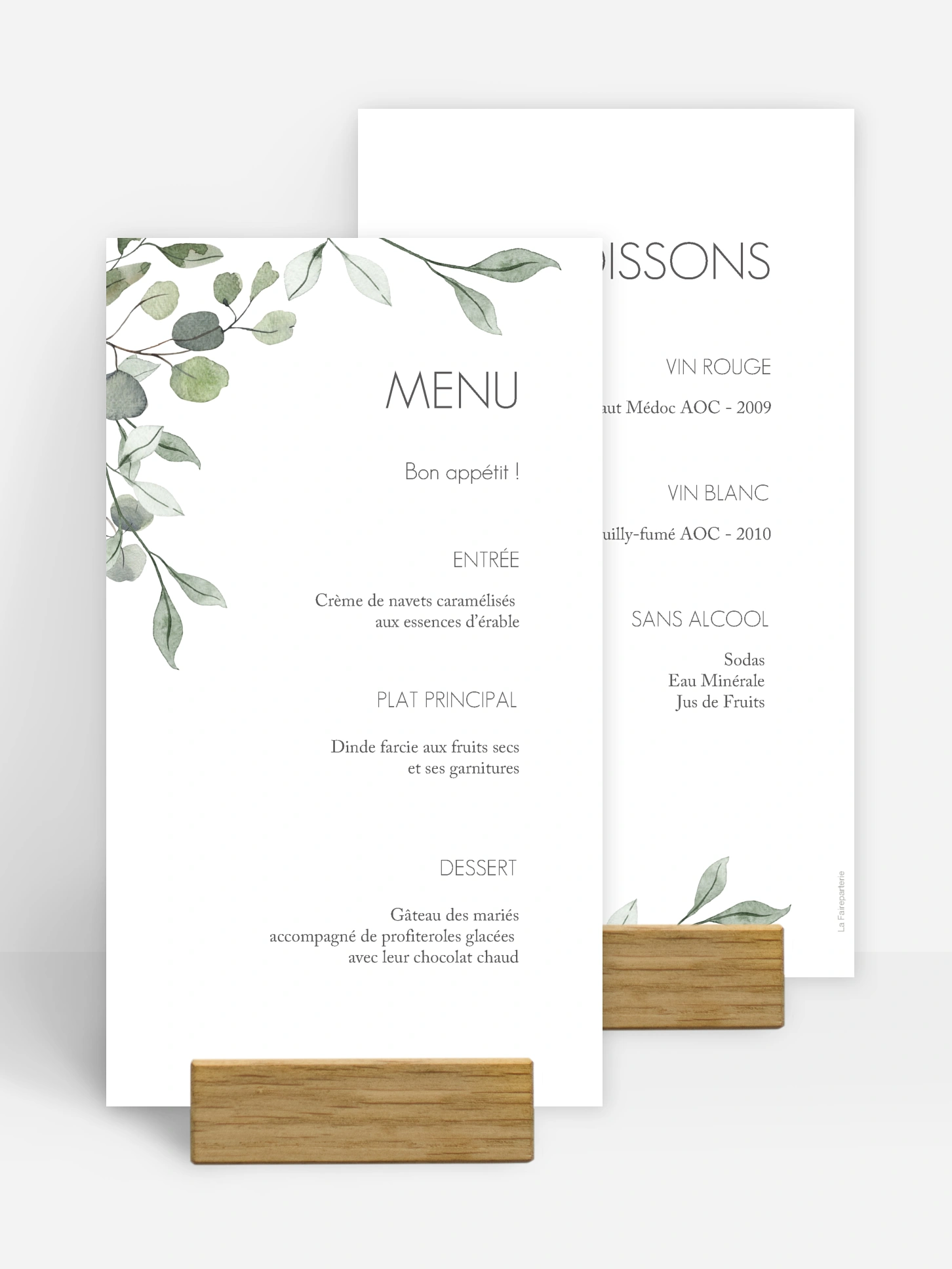 Menu mariage Feuilles d'eucalyptus